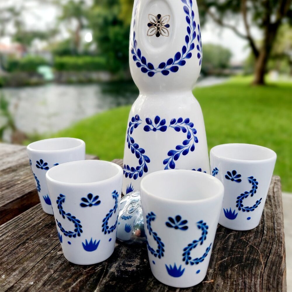 Clase Azul Style Tequila Shot Glasses – Set of 4 – Ceramic – No Bottle